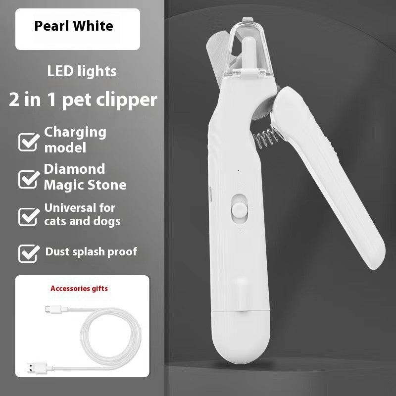2 In 1 Pet Nail Clippers With Led Light Dog Cat Special Blood Line Scissors Multifunction Animals